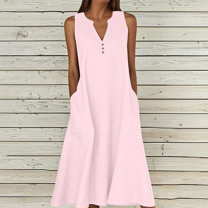 Violet Effortless V Neck Midi Dress