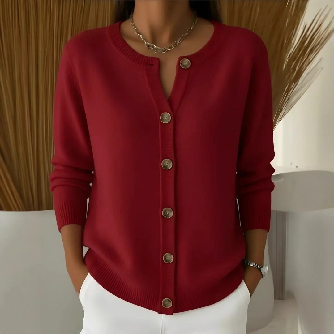 Miriel Notch Neck Buton Cardigan