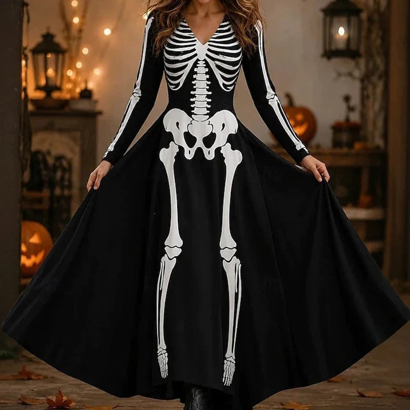 Halloway Skeleton Print Maxi Dress