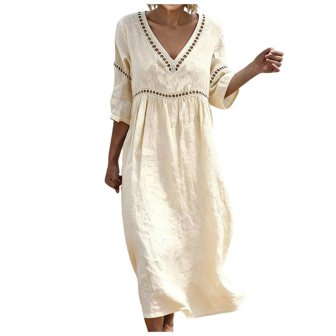 Polina Embellished V Neck Boho Maxi Dress