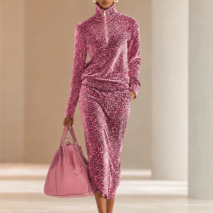 Rosette Leopard Skirt Set