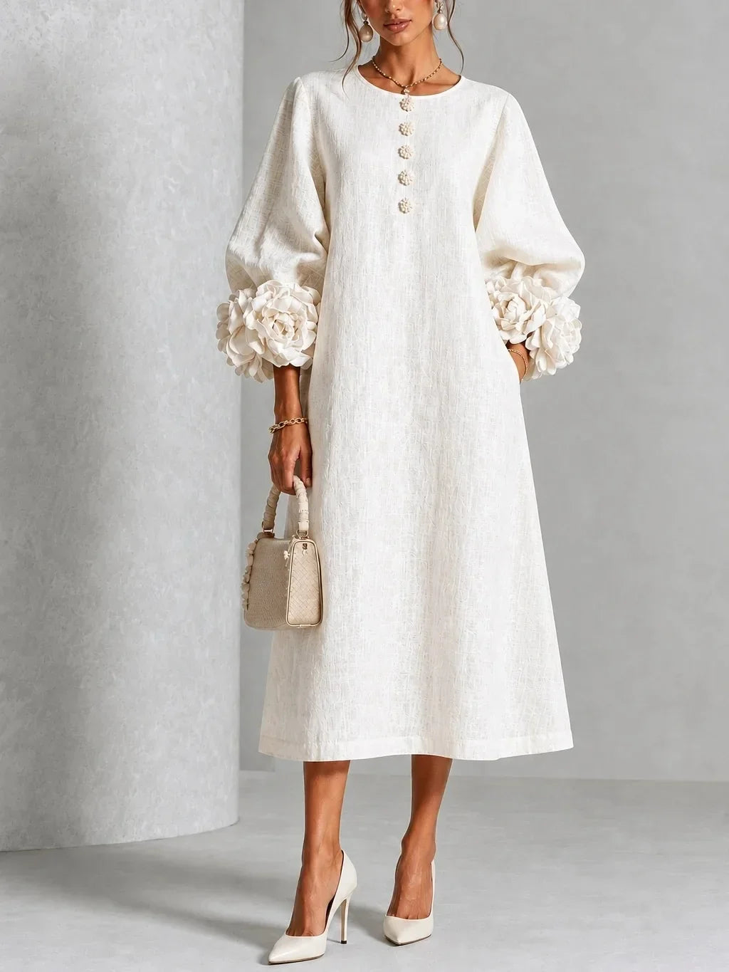 Camila Lantern Sleeve Midi Dress