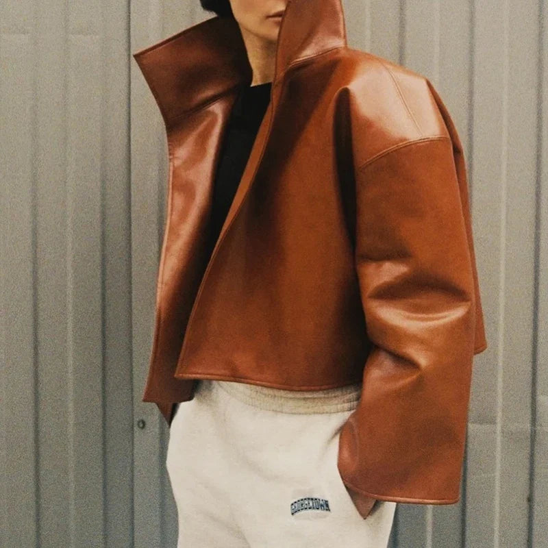 Petra Cropped Leather Jacket