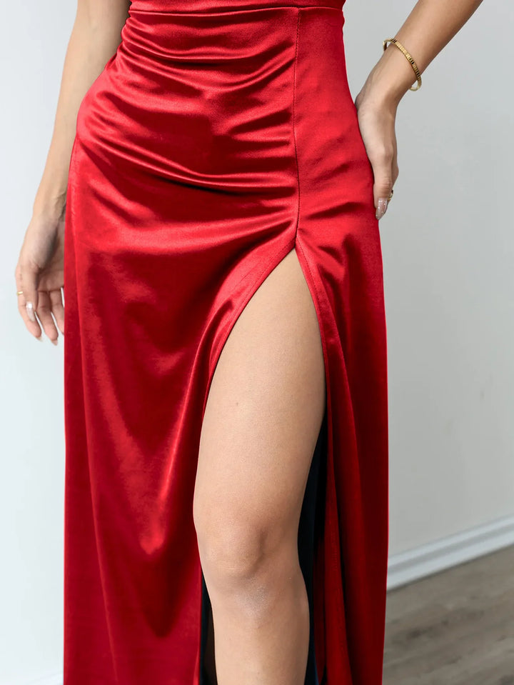 Leona High Slit Wedding Guest Dress