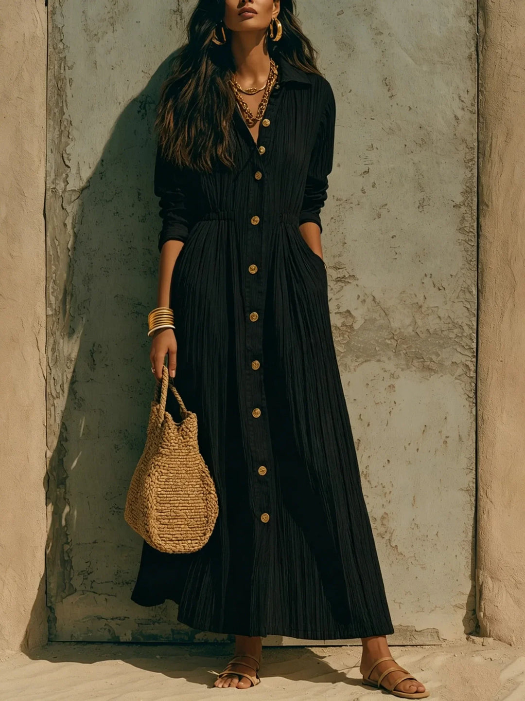 Amara Button Front Maxi Dress