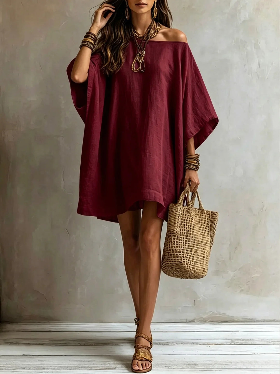 Francesca Off Shoulder Batwing Sleeve Mini Dress