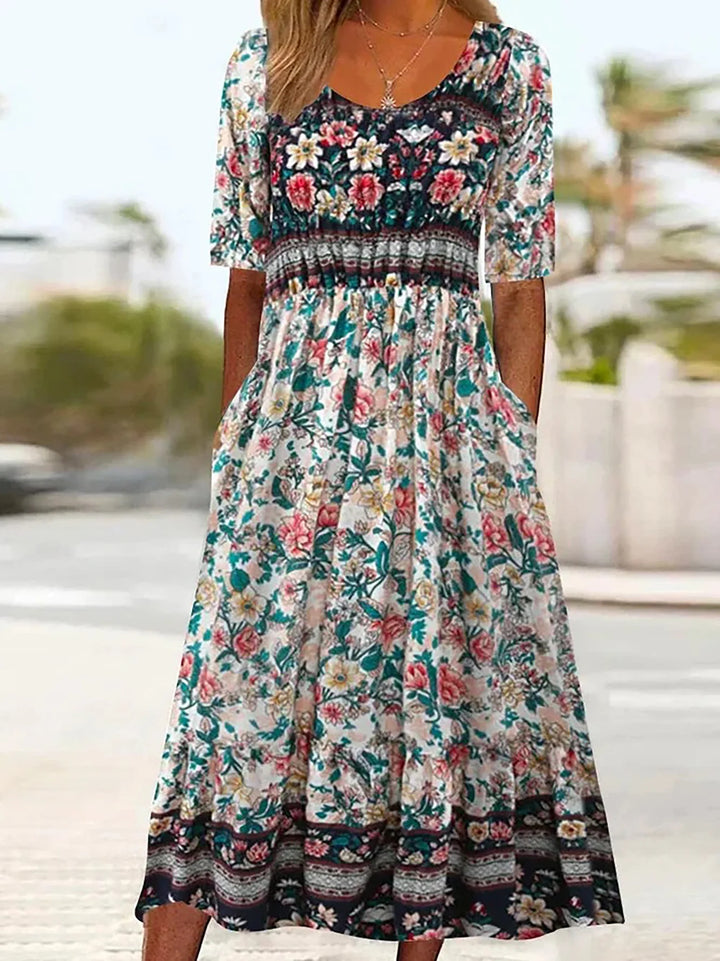 Aurelie Bohemian Floral Printed Maxi Dress