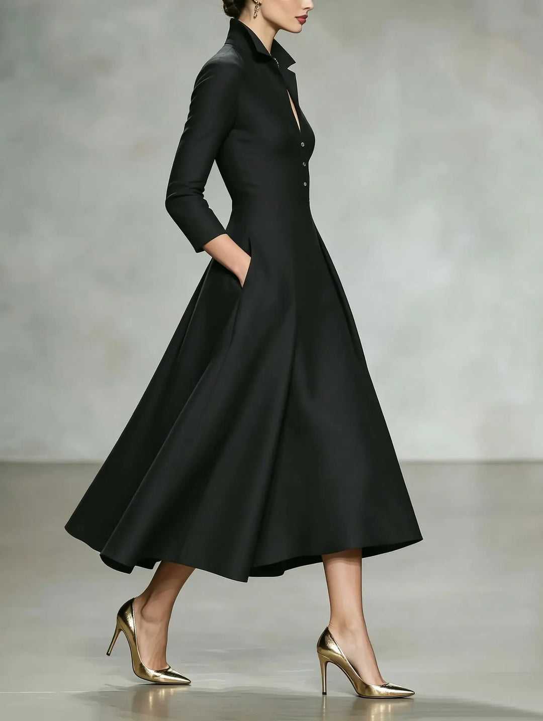 Melanie Elegant Lapel Midi Dress