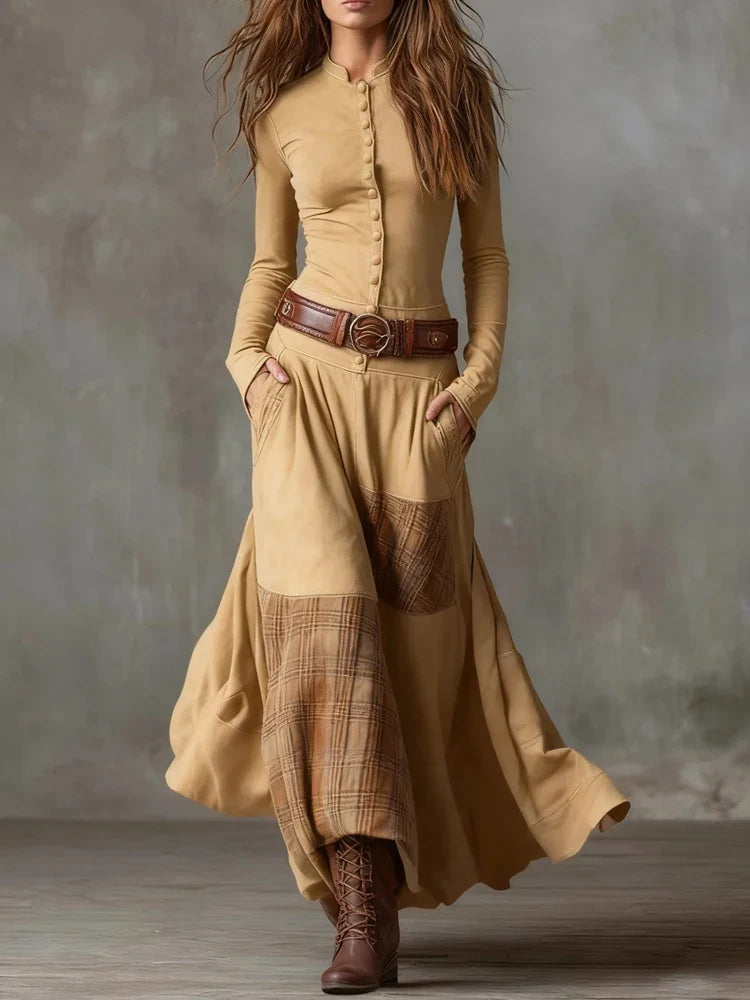 Ellie Vintage Plaid Maxi Dress