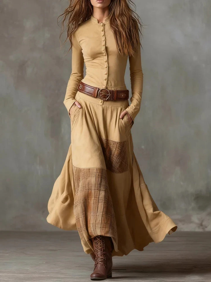 Ellie Vintage Plaid Maxi Dress
