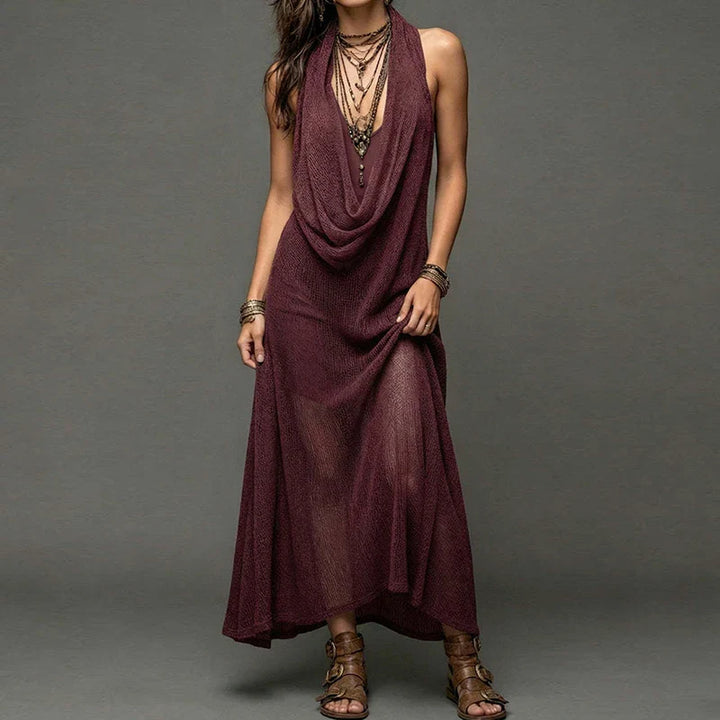 Solara  Draped Halter Maxi Dress