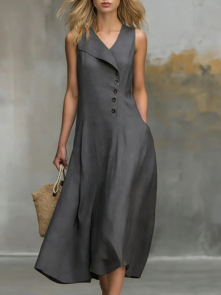 Beyonce Button Detail Flowy Midi Dress