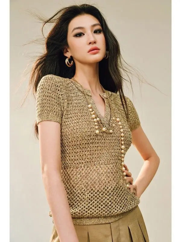 Shiloh Pearl Embellished Knit Top