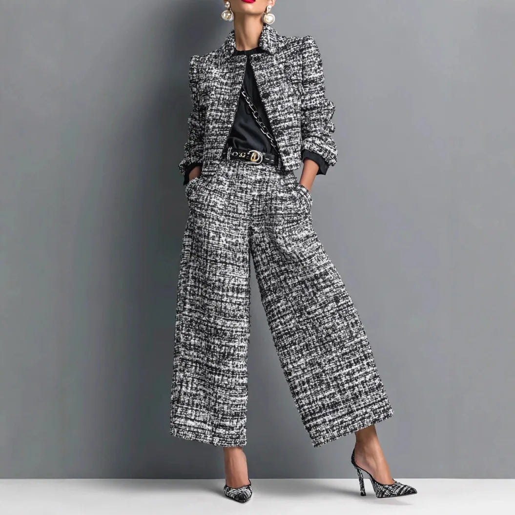Rosette Notch Lapel Jacket Set