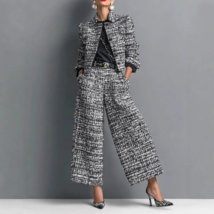 Rosette Notch Lapel Jacket Set