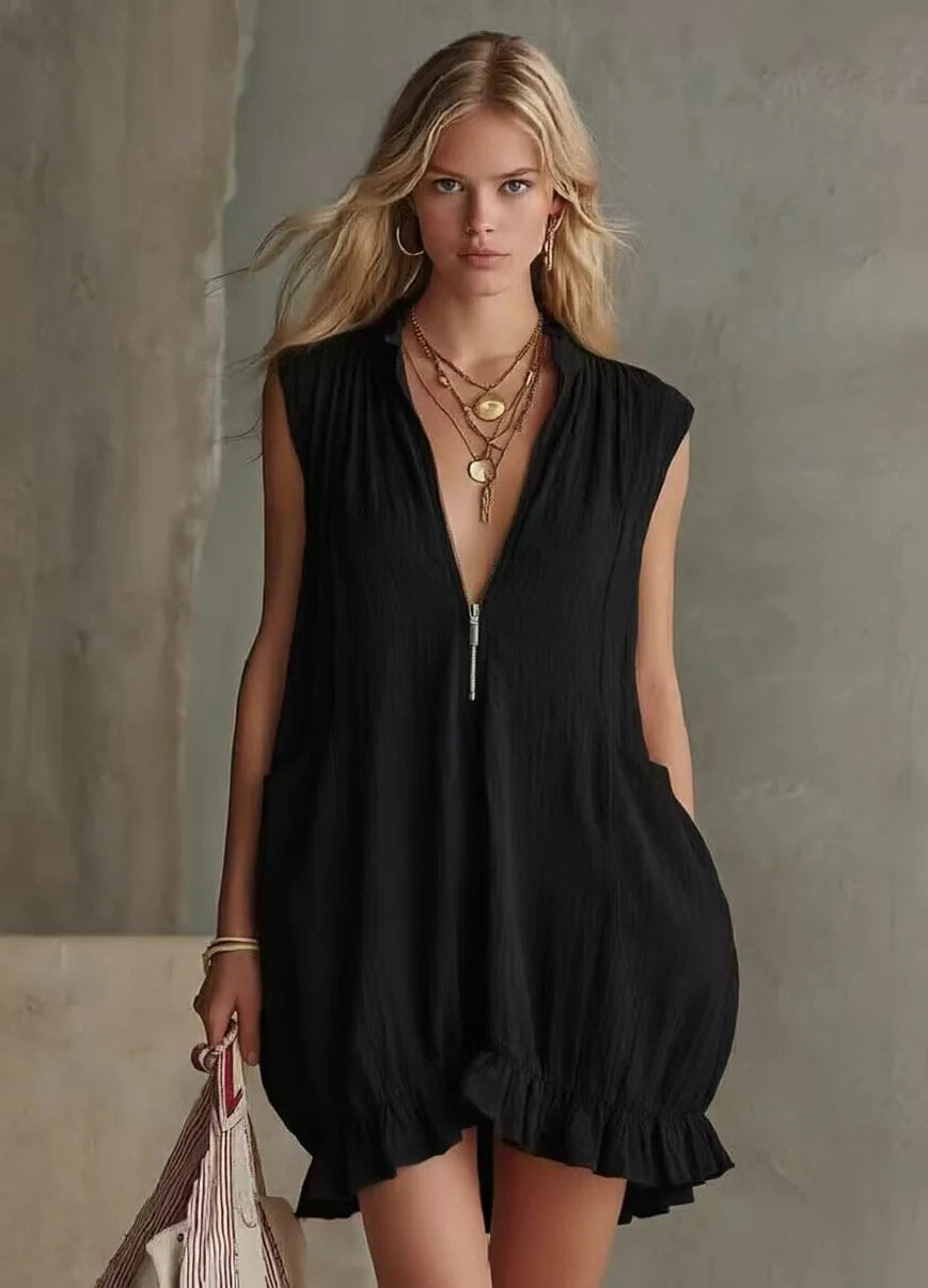 Orianne Sleeveless Bubble Hem Mini Dress