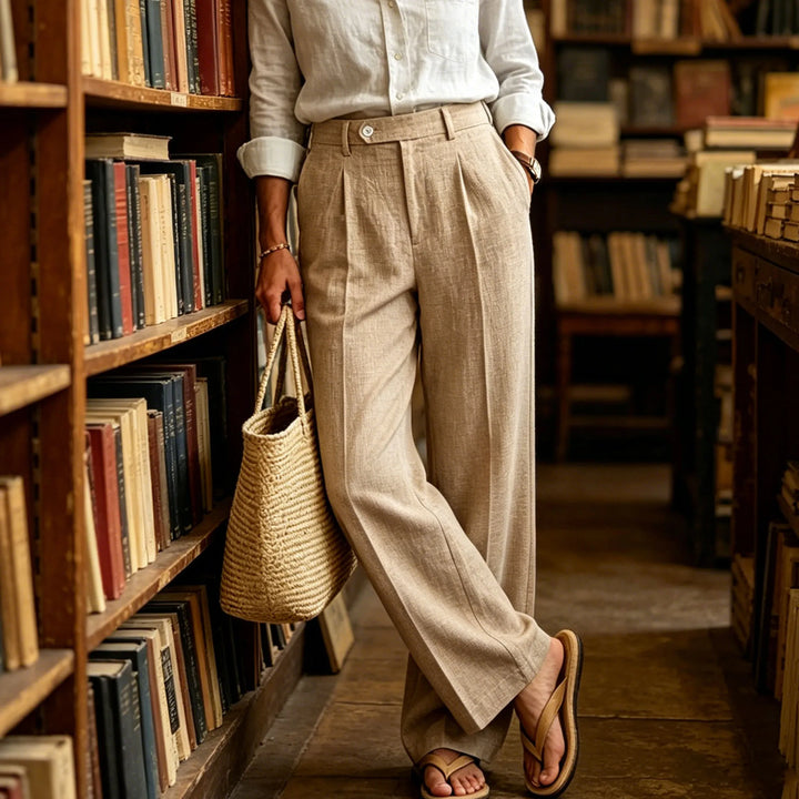 Mason Straight Leg Linen Trousers