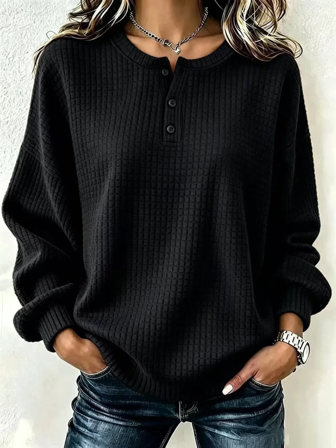 Marina Waffle Knit Henley