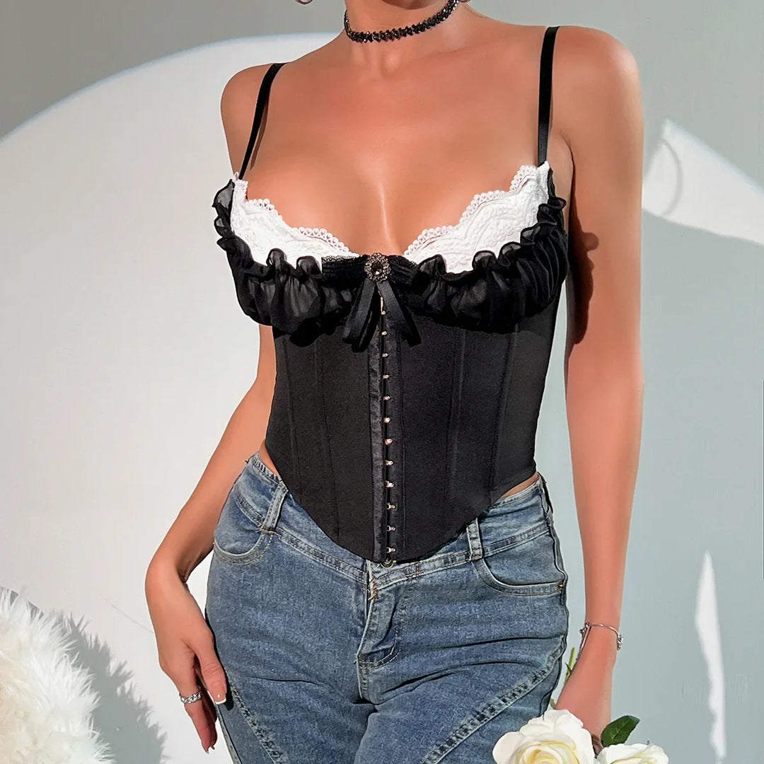 Gwen Lace Trim Corset Top