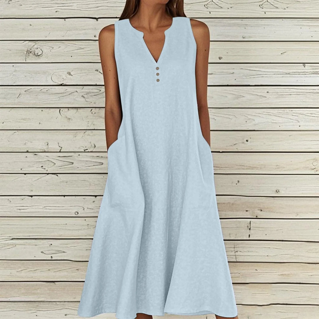 Violet Effortless V Neck Midi Dress