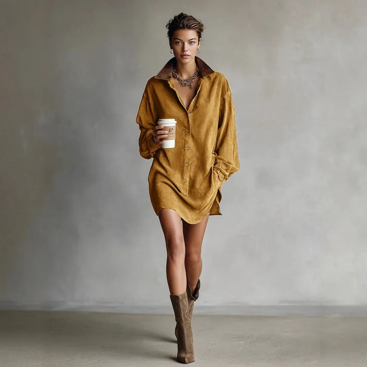 Amira Suede Mini Shirt Dress