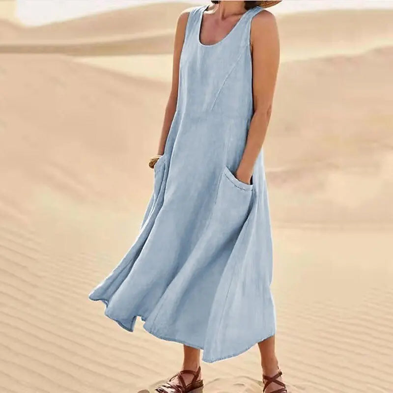 Camilia Breathable Linen Maxi Dress
