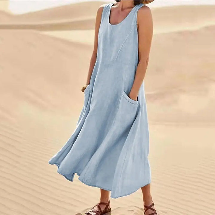 Camilia Breathable Linen Maxi Dress