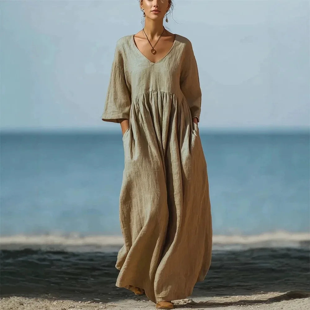 Maya Linen Blend Maxi Dress