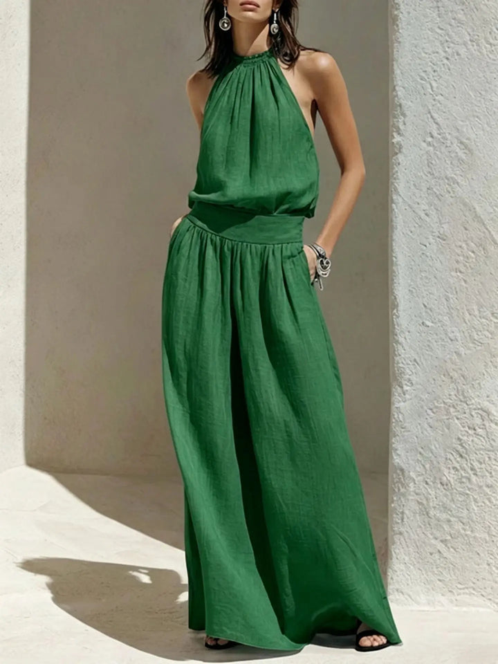 Michaela Halter Ruched Maxi Dress