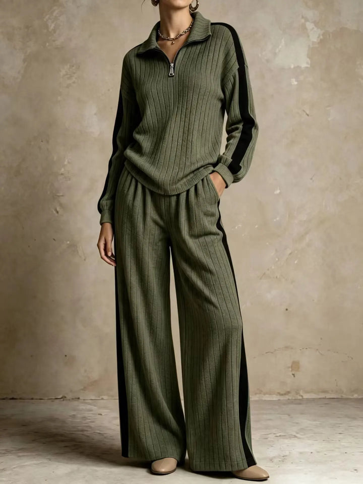 Dahlia Ribbed Half Zip Two Piece Set