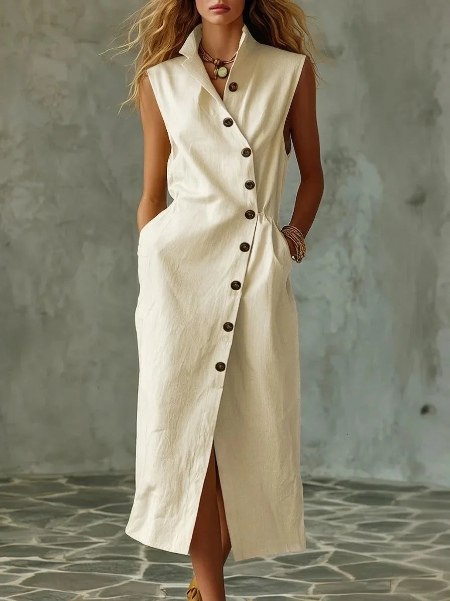 Leanna Button Front Midi Dress