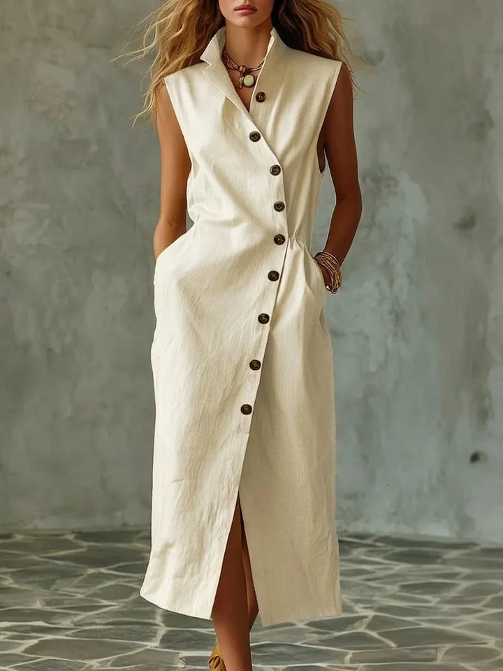Leanna Button Front Midi Dress