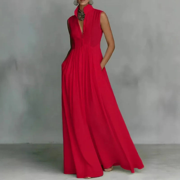 Shakira Sleeveless Ruched Maxi Dress