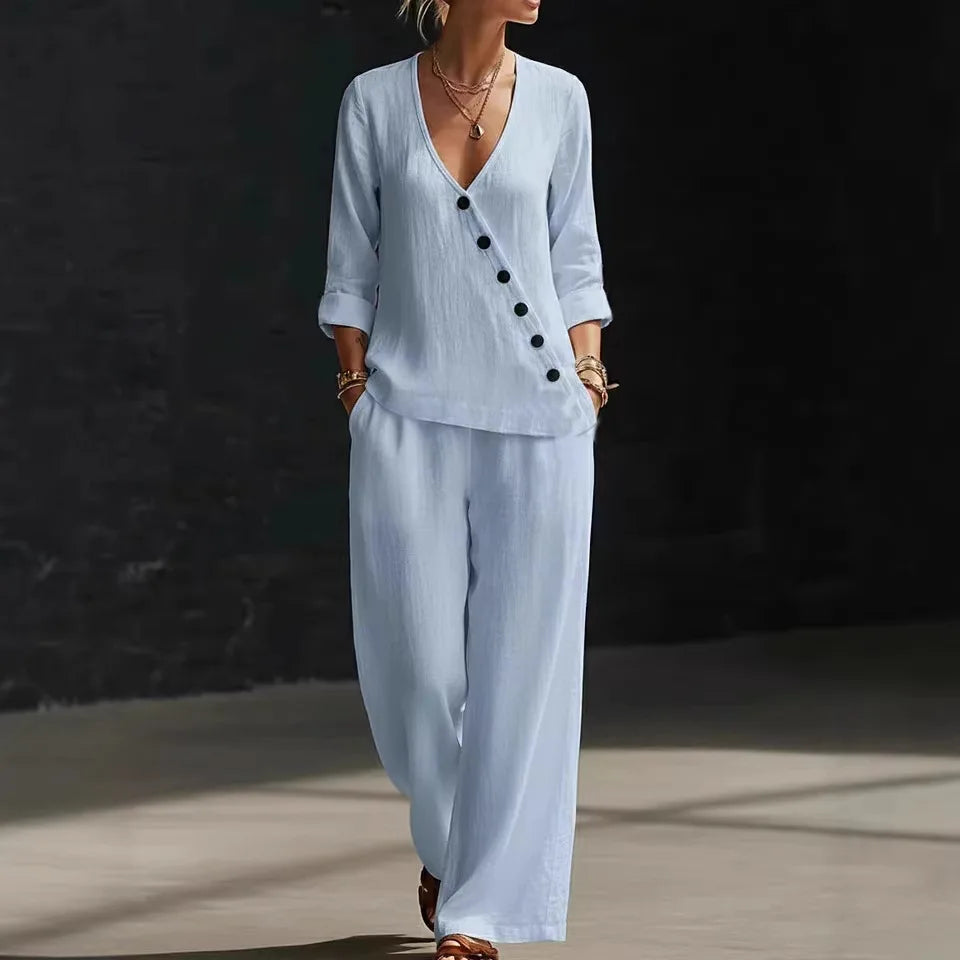 Amberline Relaxed Wide Leg Pant Set