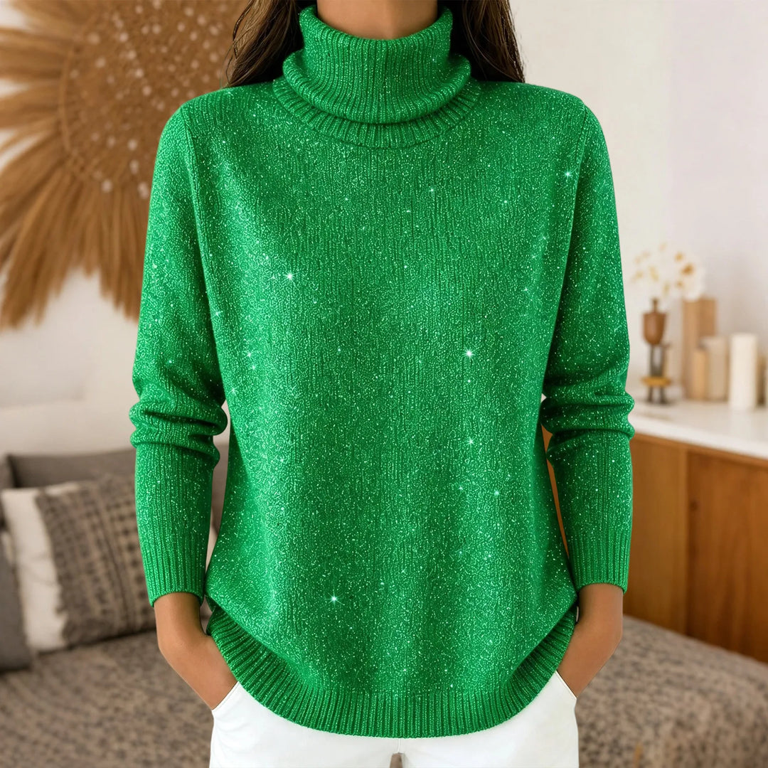 Elodie Turtleneck Shimmer Sweater