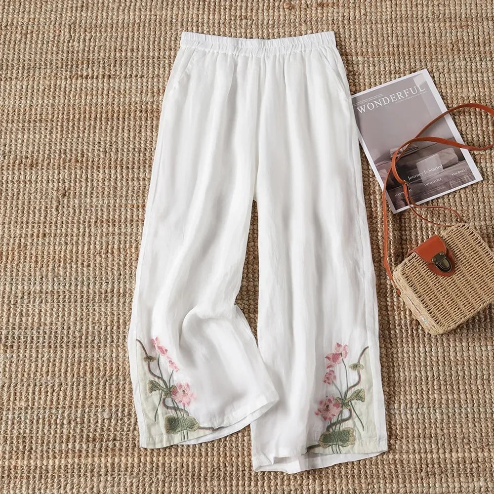 Noami Embroidered Wide Leg Pants