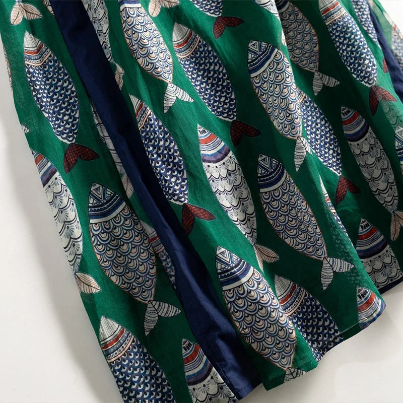 Parisa  Fish Print Midi Dress