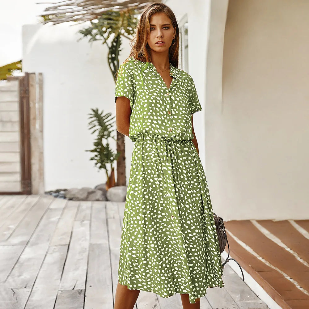 Beatrice Printed Midi Shirt Dress