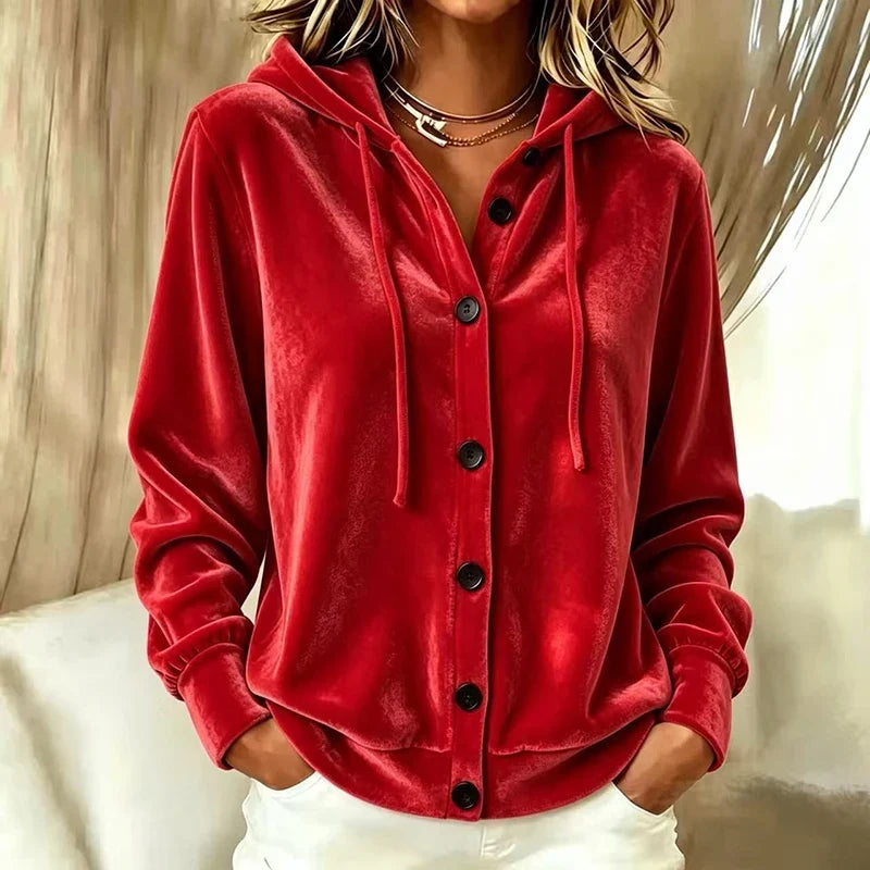 Rhea Velvet Hooded Jacket