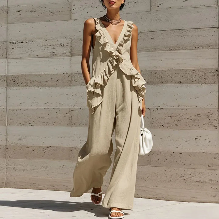 Eliza Ruffle Trim Jumpsuit