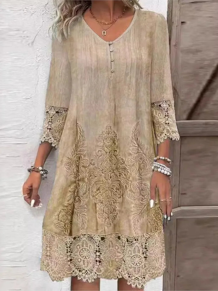Adeline Lace Trim Midi Dress