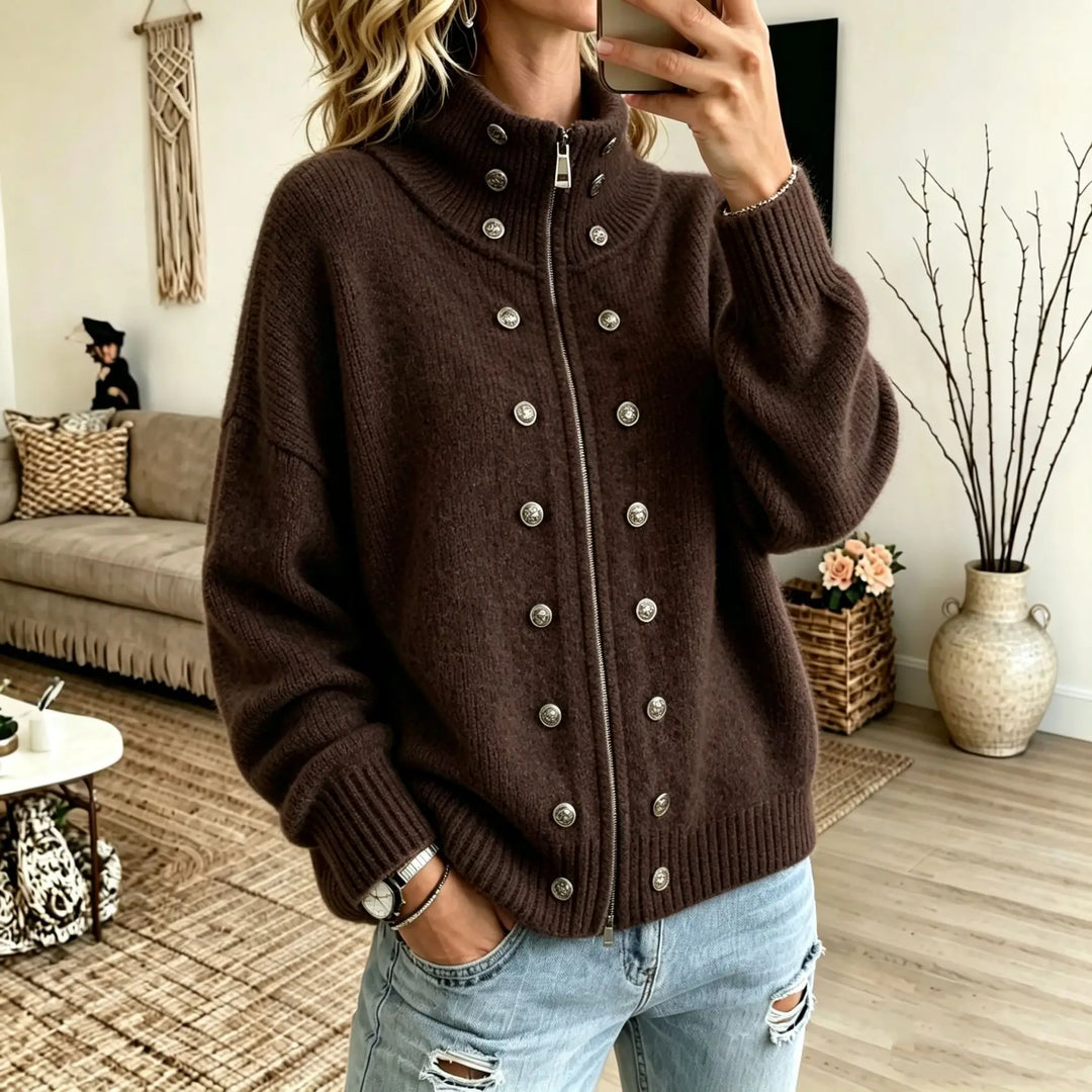 Ermine Button Front Cardigan
