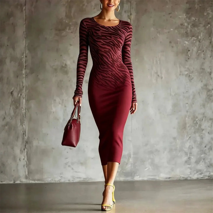 Savannah Zebra Pattern Midi Dress