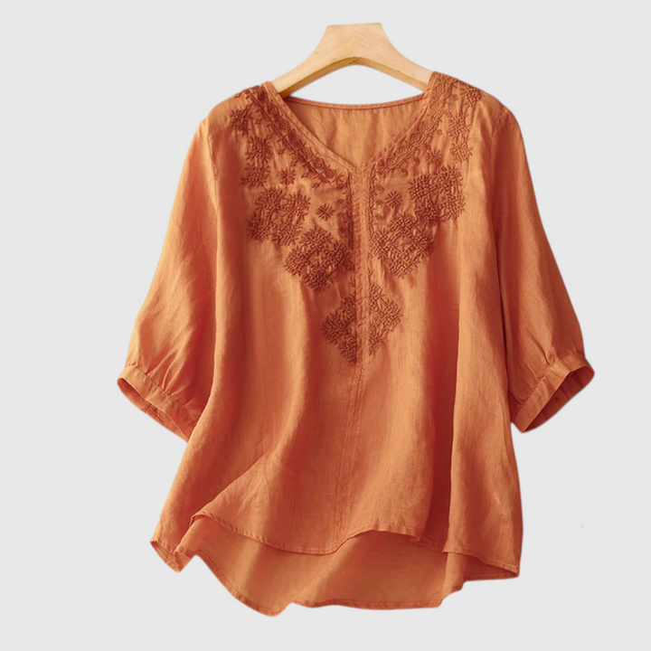 Sabrina Embroidered Linen Blouse