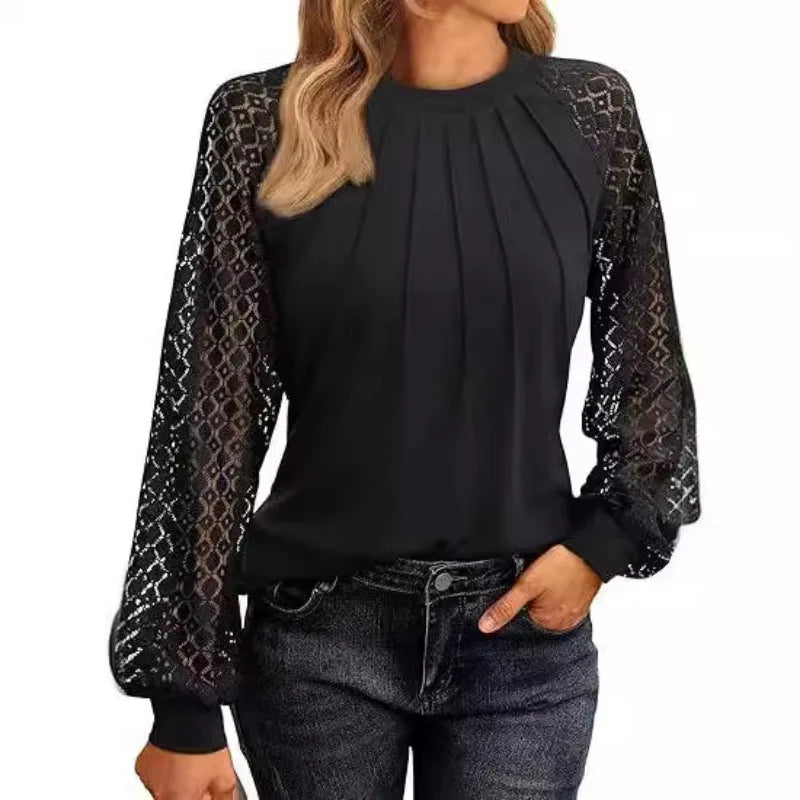 Anouk Pintuck Lace Blouse