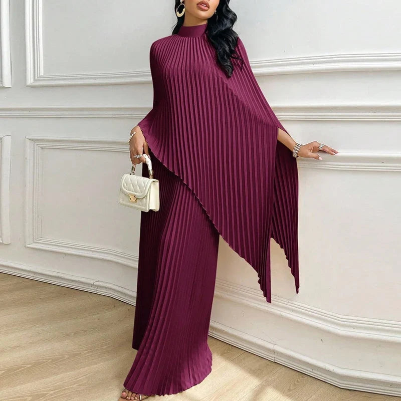 Magdalena Pleated Draped Cape Set