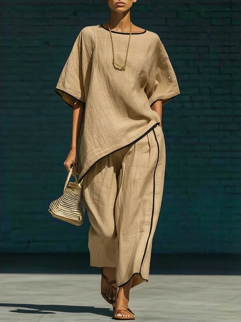 Cecelia Linen Cropped Pant Set