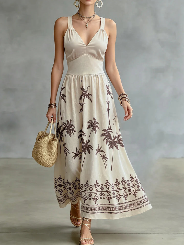 Savannah Palm Print Midi Dress