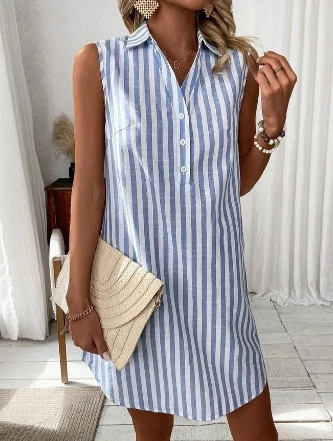 Milani Striped Sleeveless Shirt Dress