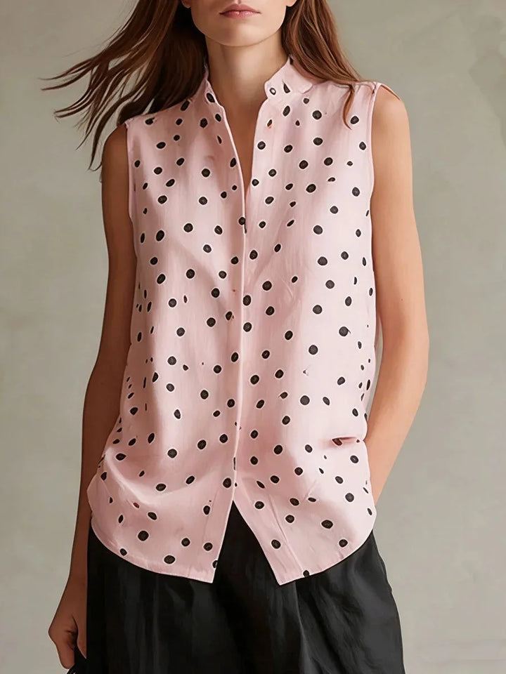 Noemina Relaxed Polka Dot Sleeveless Blouse